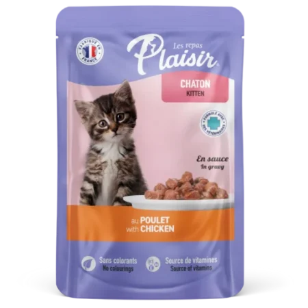 Plaisir Sachets fraîcheur pour Chaton 100g d’émincés au POULET en sauce
