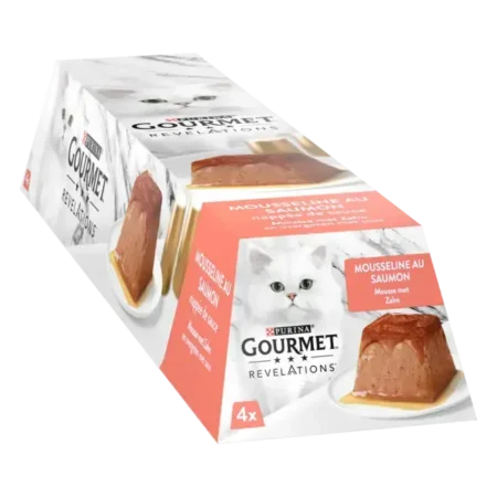 Purina Gourmet Révélations Mousselines au Saumon nappée de Sauce pour Chat (4 x 57g)