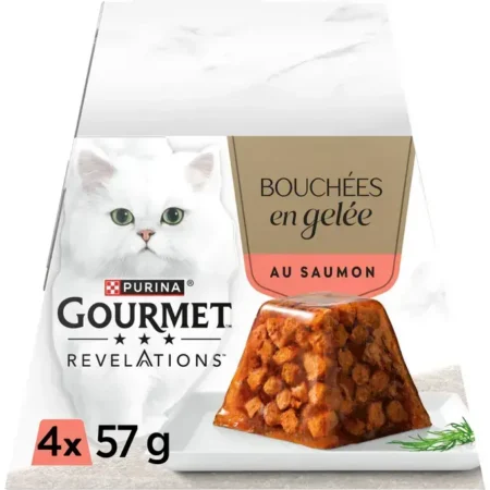 Purina Gourmet Révélations Bouchées en gelée au Saumon pour Chat (4 x 57g)