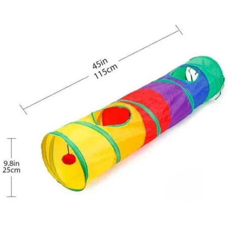 Tunnel d’exploration multicolor grand format pour chat 120cm (25cm diamétre)