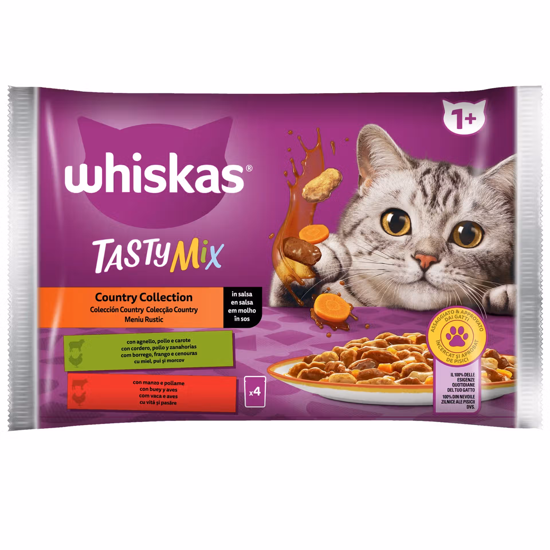 Whiskas Repas TastyMix Poulet, Agneau et Carrotte en sauce 4x85g