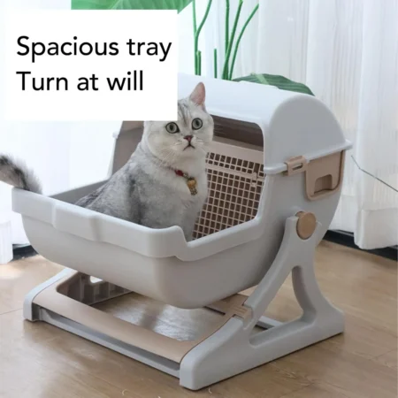 Bac à Litière Semi-Automatique pour Chat – Grande Capacité 20 pouces