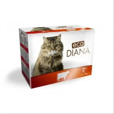 Eco Diana Paté pour Chats 12 pochons de 100g Poulet- Poisson-Boeuf
