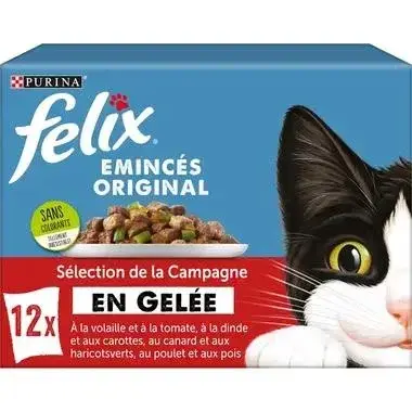 Purina Felix Sachets d’Émincés en Gelée pour chat – Sélection de la Campagne 12x85g